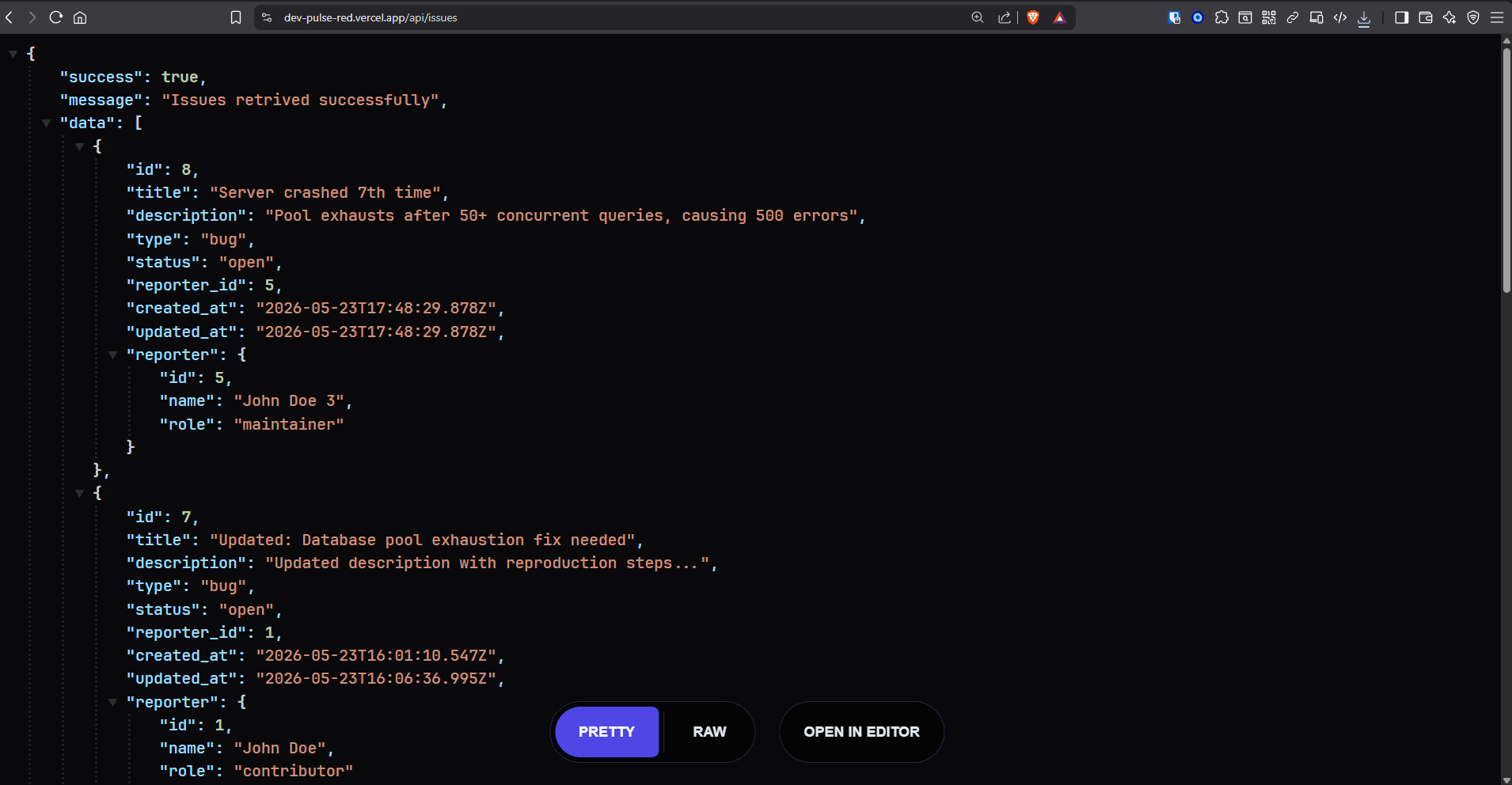 DevPulse screenshot